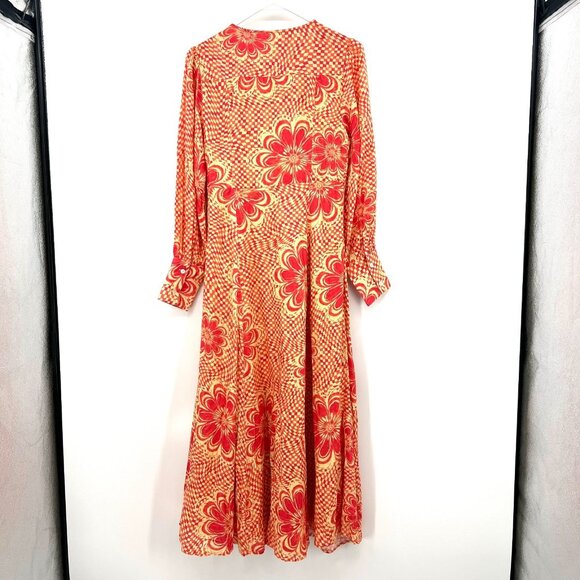 New Free People Napa Tie Front Maxi Dress in Sunshine Combo Women's XS - Picture 9 of 9